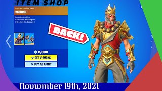Fortnite Item Shop WUKONG IS BACK And NO BAD GRAPHICS!(November 19th, 2021)| Fortnite Battle Royale Net Worth