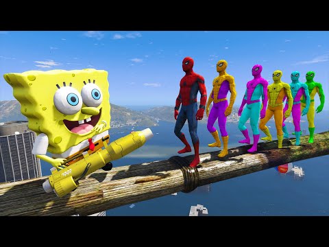 GTA 5 Water Ragdolls | Spongebob VS Spiderman Jumps/Fails ep.17 (Funny Moments)