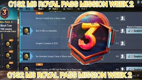 BGMI C1S2 M3 ROYAL PASS MISSION WEEK 2