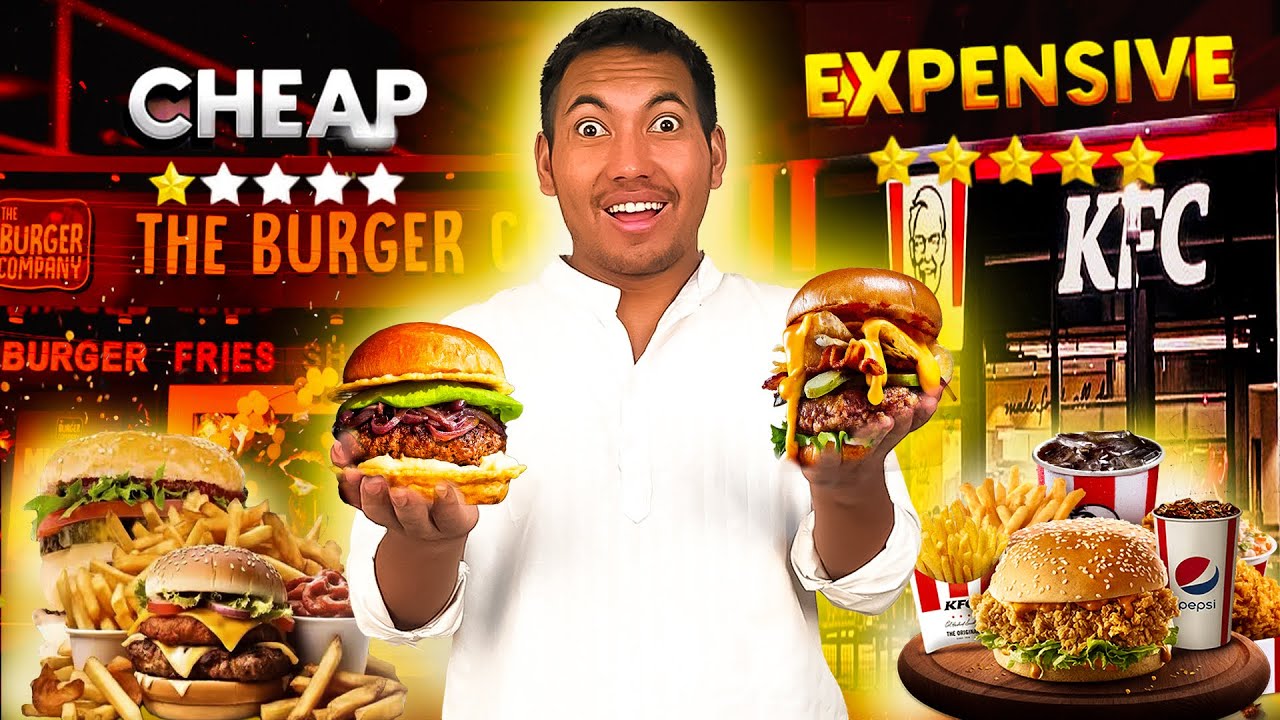 Rs. 100  Vs Rs. 449 BURGER | CHEAP Vs EXPENSIVE  Burger Challenge 🍔 || (NEPAL)