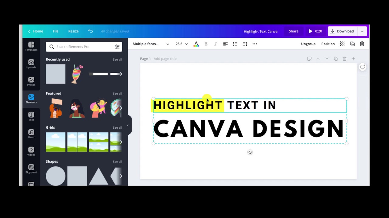 how to highlight in canva presentation