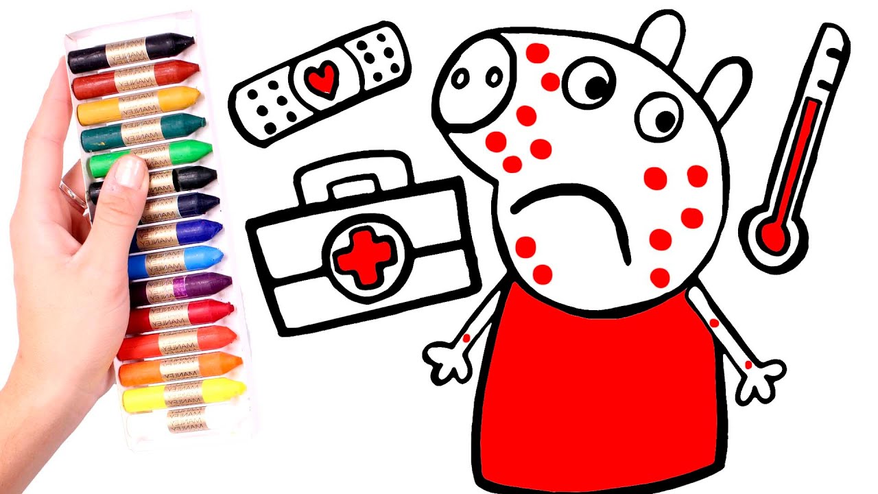 ⁣Dibuja y Colorea a Peppa Pig enfermita 🐷🤧Dibujos animados