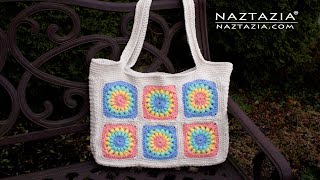 GRANNY SQUARE BAG  How to Crochet a Handbag Tote by Naztazia