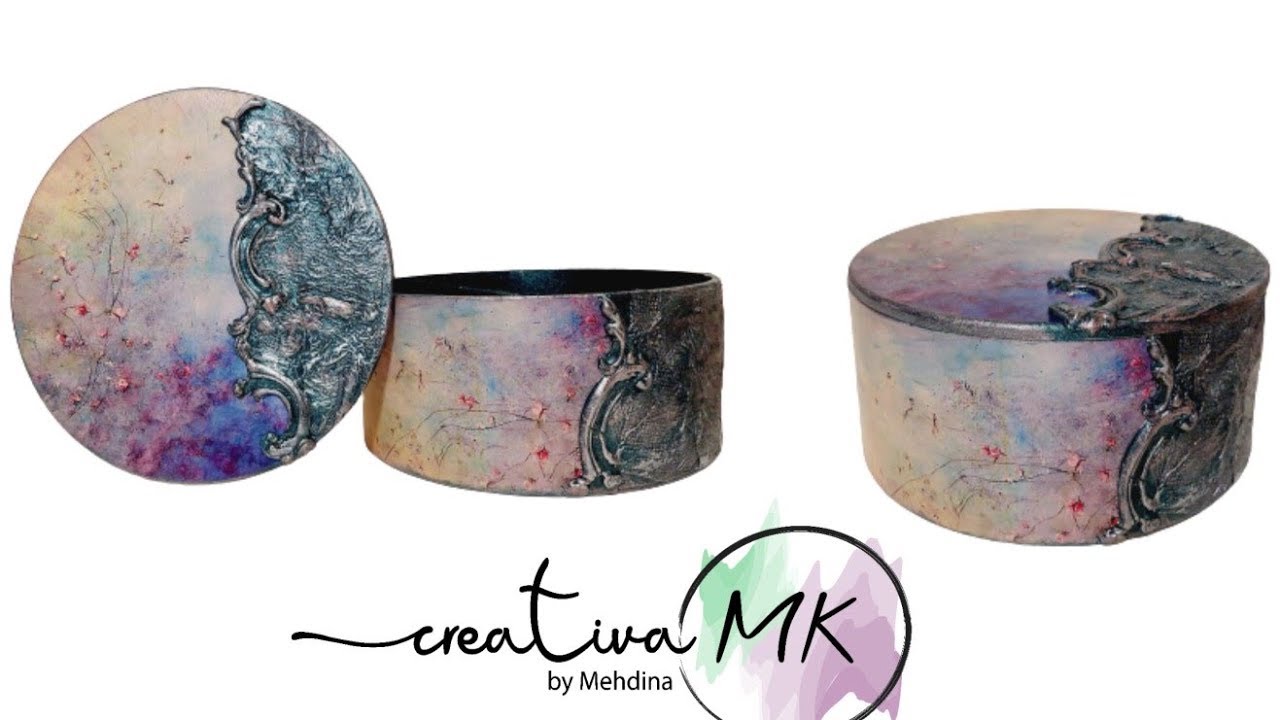 How to do #decoupage on round box with paper? #decoupageforbeginners #roundbox  #dekupaz