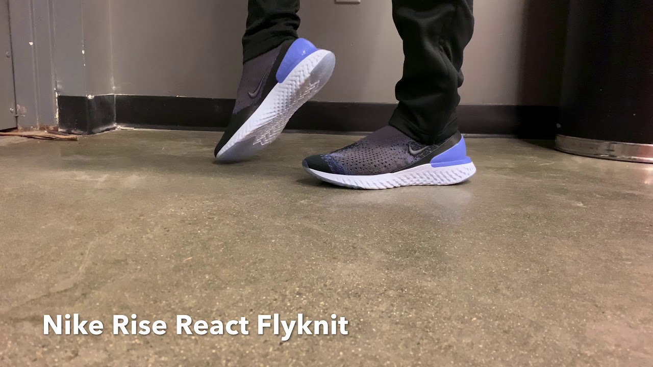 nike rise react flyknit on feet