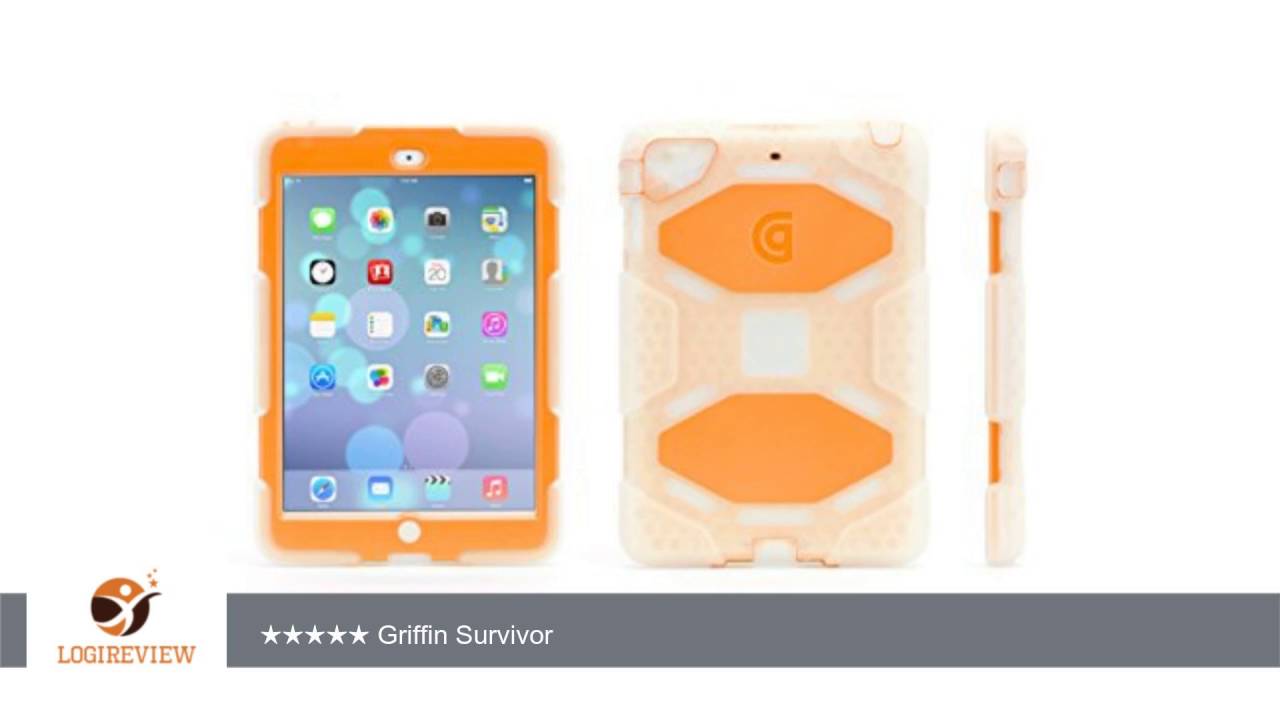 Griffin Clear/Orange Survivor All-Terrain Heavy Duty Case + Stand for iPad mini - Military-duty case