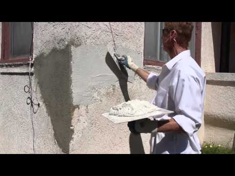 Repair large stucco buckling crack, structural cracking removing then repairing buckling stucco