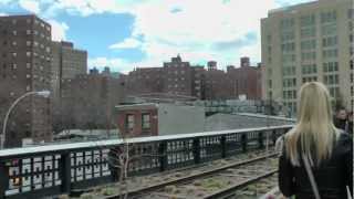 Walking down the Highline Path above New York City