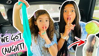 MAKING SLIME IN OUR MOM'S CAR! WE GOT CAUGHT \& OUR DAD BROKE HIS HAND!