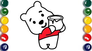 Disney Pooh Coloring Pages for Kids Learn Drawing for Childrens