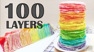 100-Layers Crepe Cake | Rainbow Mille Crepe Cake💯 | bizarre island
