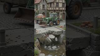 Mini Tractor Bridge Construction Project | DIY Miniature Concrete Work #viral #yt #short