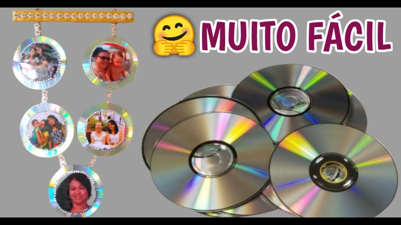 Artesanato com CD Velho - Como Fazer Quadro de Fotos com Cds - Artesanato com cds