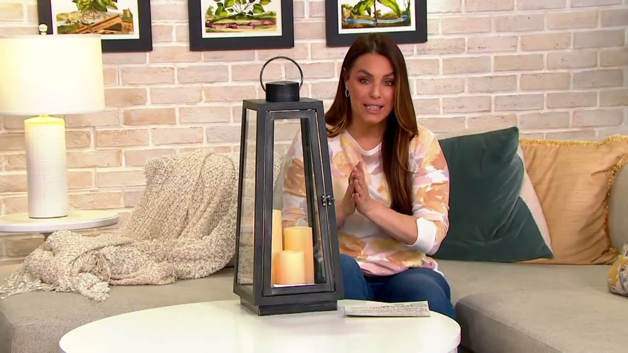 Candle Impressions 23" Indoor/Outdoor Tapered Lantern with 3 Candles on QVC
