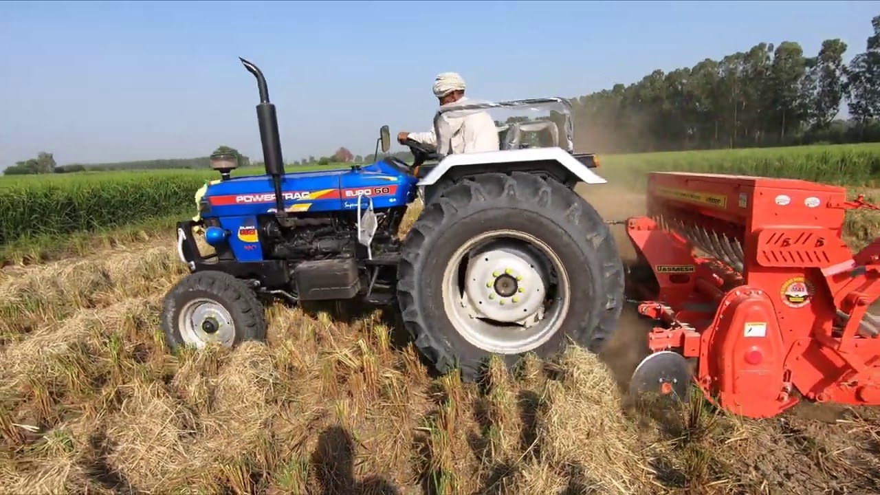 Super Seeder पर भी चलाकर देखा Powertrac euro 60 next tractor PTO performance