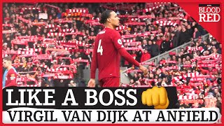 Virgil van dijk takes a moment to soak up the atmosphere at anfield
moments before kick-off in premier league game with southampton. after
winning 4-0 ag...