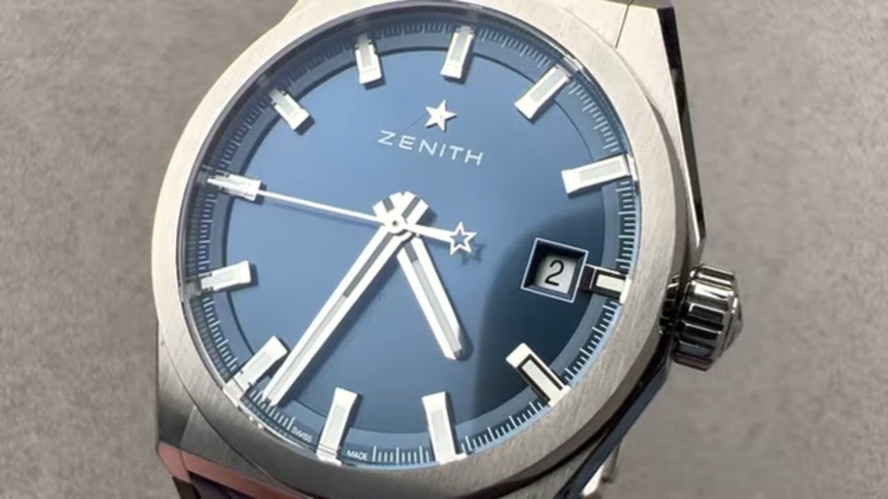 Zenith Defy Classic Men's Automatic Watch; Blue Dial; 41 mm Rubber with A Blue (Alligator) Leather Inlay Strap 95.9000.670/51.R584