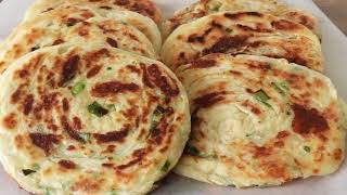 Cheese spring onion flaky pancakes