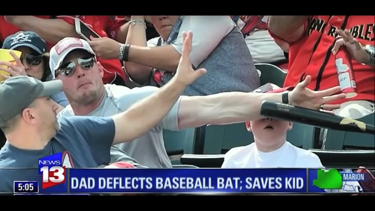Hero Dad saves son's life from flying baseball bat DAD MODE YouTube