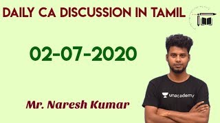 Daily CA Live Discussion in Tamil| 02-07-2020 |Mr.Naresh kumar