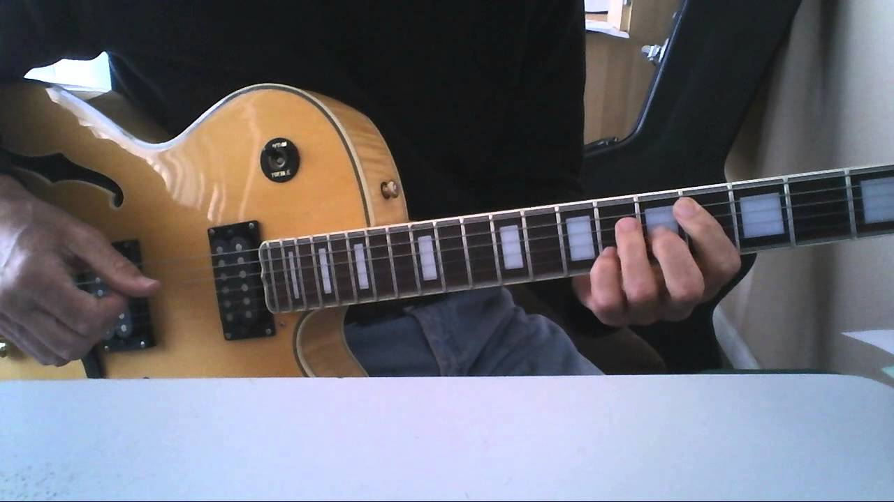 How to play Blue Bossa on guitar. Jazz guitar lesson. Chords shown