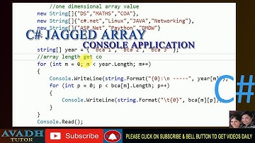 jagged array C# Programming | console application with jagged array | c# tutorial | dhara pandya