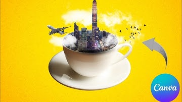 ☕🏙️ My First Canva Design | City Inside a Coffee Cup 🌆 | Canva Tutorial for Beginners 🎨