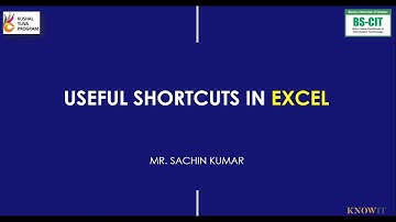 Useful Shortcuts in Excel | IT Skills | Sachin Sir | Know-IT KYP Center