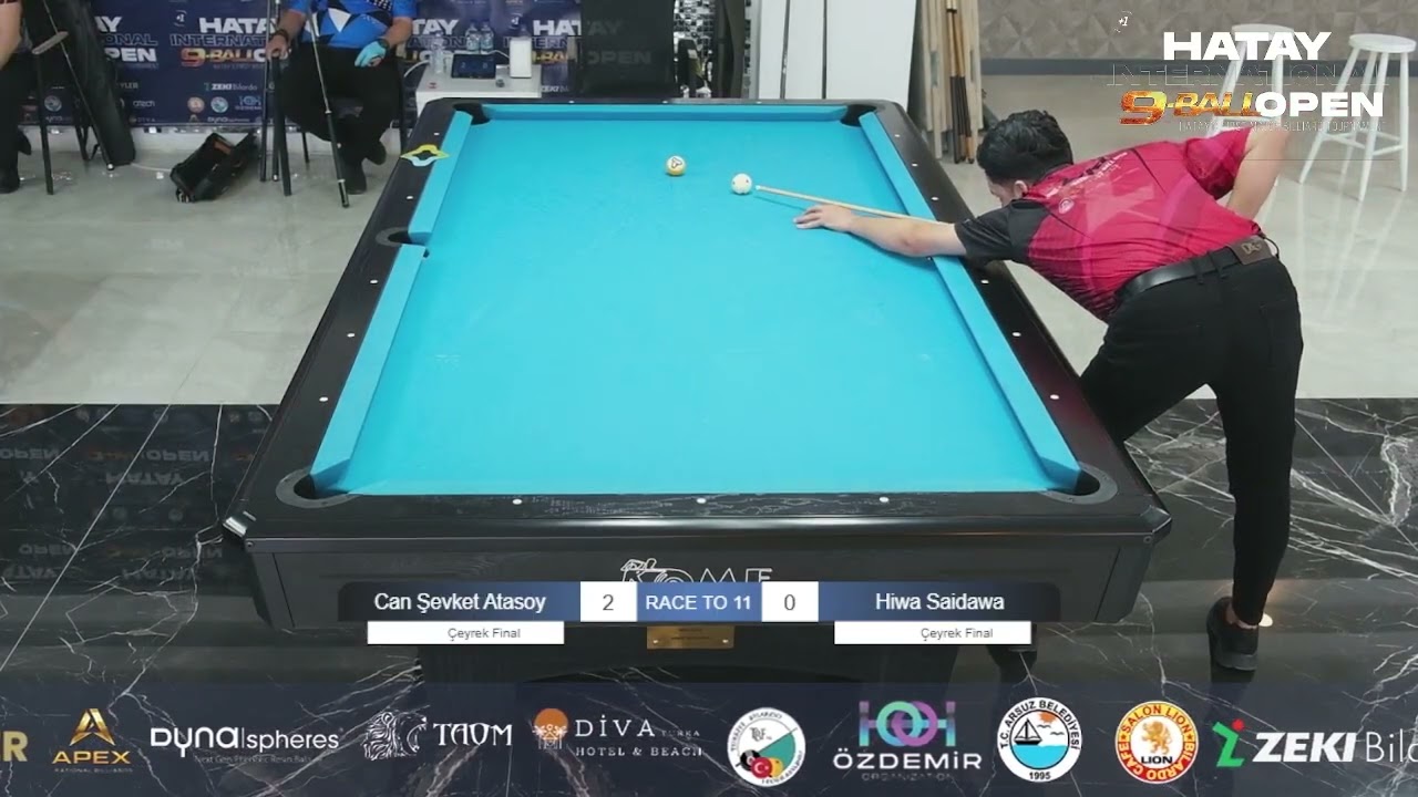 Image of video the Can Şevket Atasoy /Hiwa Saidawa  Hatay International 9   Ball Open Quarter final Race To 11 6