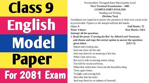 Class 9 Compulsary English Model Question Paper For 2082 Exam | Most Important Questions