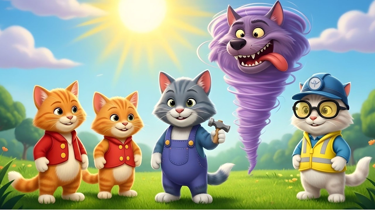 Three Little Kittens vs. GIANT TORNADO! 🌪️ Building the Ultimate Bunker!