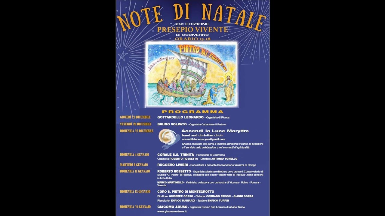 NOTE DI NATALE  con la band ACCENDI LA LUCE MARYAM - Codiverno,  28/12/2025, ore 15 - 18
