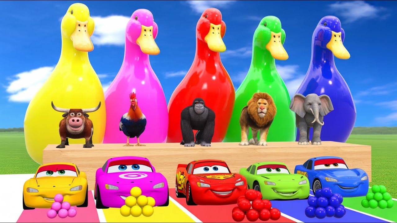 Long Slide Game With Cow Elephant Gorilla Hippopotamus Tiger 3d Animal Game Funny 3d Animals