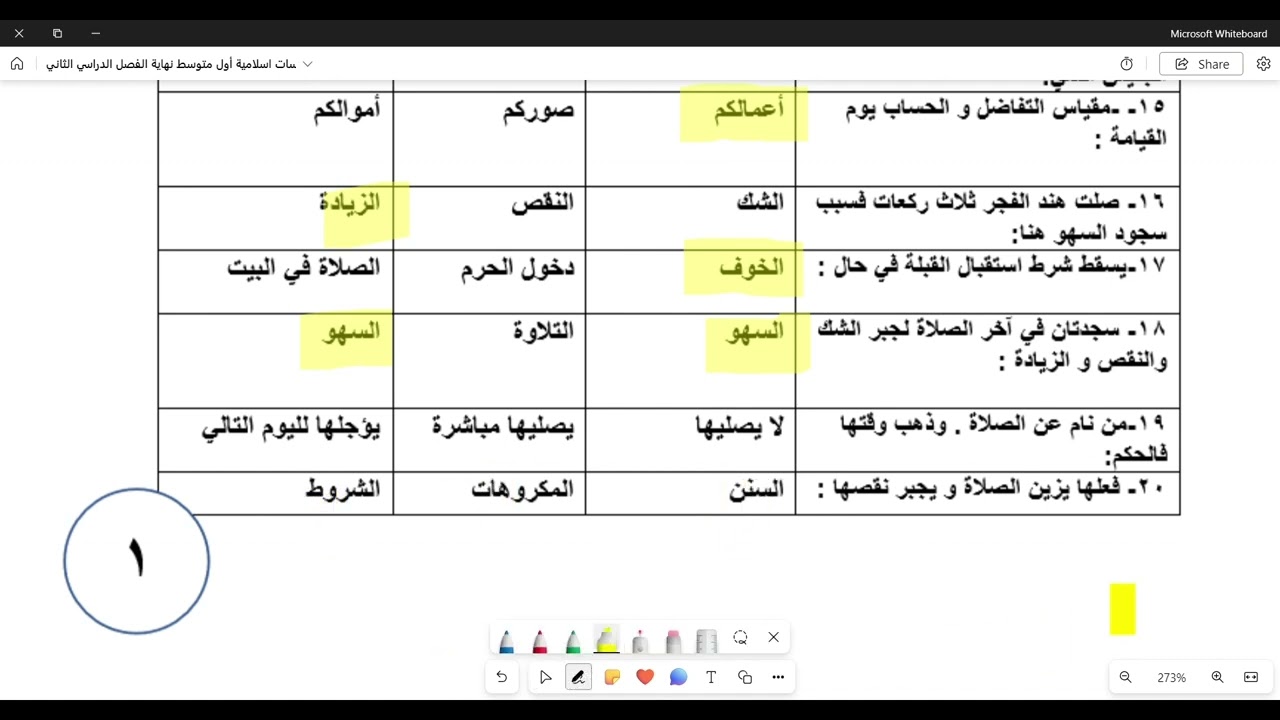 اختبار دراسات إسلامية أول متوسط نهاية الفصل الدراسي الثاني