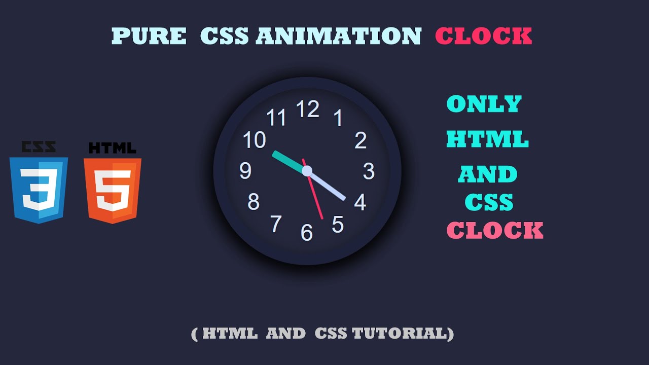 นาฬิกา html  Update New  CSS Animation Clock Design Step by Step ||  Only HTML and CSS Animation Clock  Design|| HTML \u0026 CSS