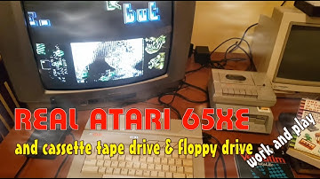 Real Atari 65 XL and cassette tape drive & floppy drive