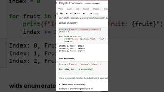 Enumerate Function | 100 Days of Python Programming | Day-39 #shorts