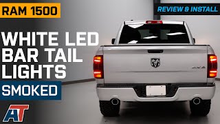 RAM 1500 White LED Bar Tail Lights; Black Housing; Smoked Lens (09 ...