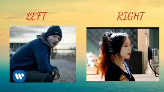 Shape of you left earphone male voice right earphone female voice