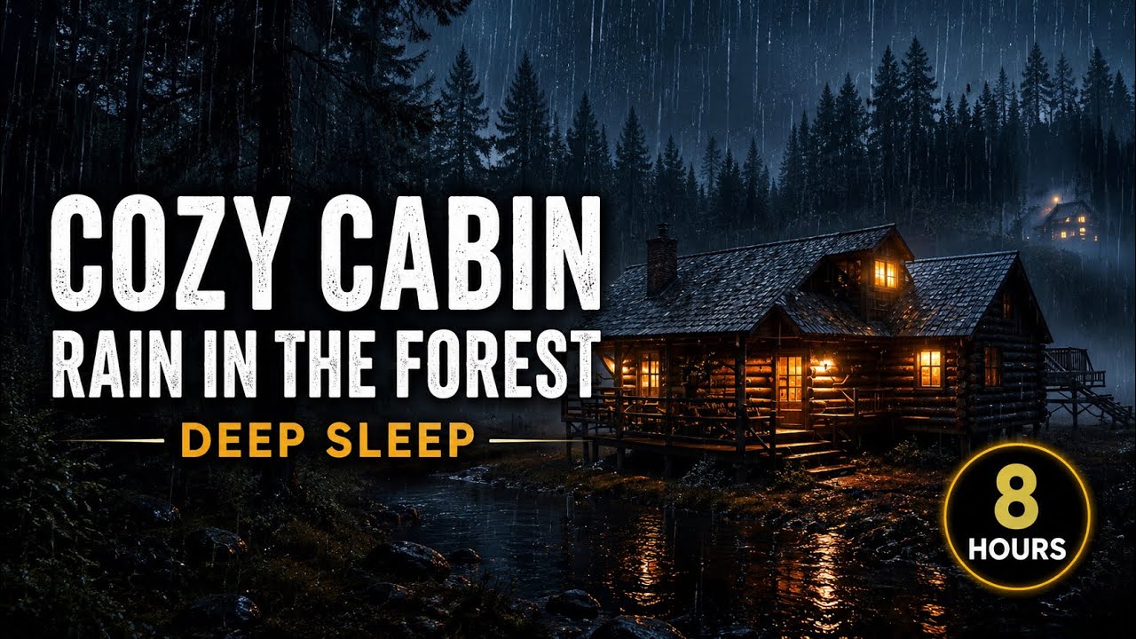 Cozy Cabin Rain in the Forest at Night for Deep Sleep (8 Hours) - YouTube