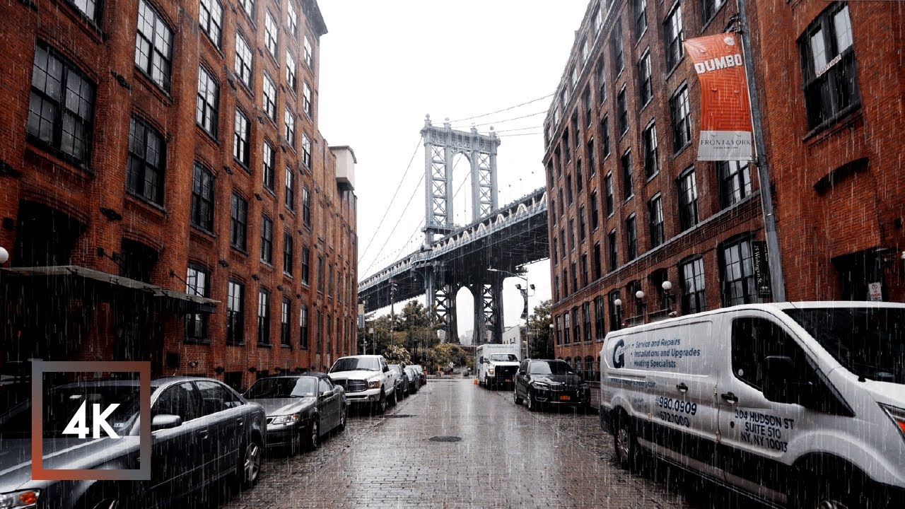 Walking in the Rain, Brooklyn New York, Rainy Windy Morning