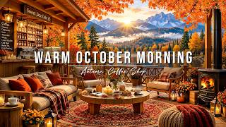 Warm October Morning Jazz at Autumn Coffee Shop Ambience 🍂Smooth Piano Jazz Music for a Positive Day