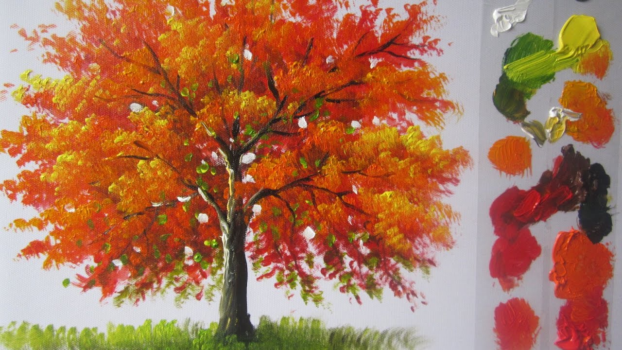 How to paint a tree in Acrylics lesson 4 - YouTube