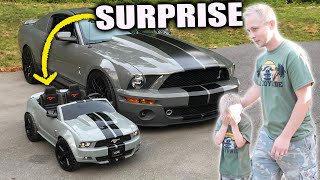 DAD SURPRISES SON With Mustang GT500 Power Wheels for His Birthday