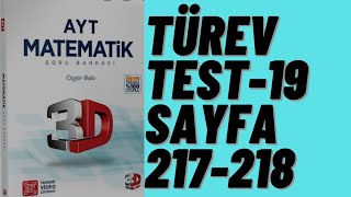 3D AYT MATEMATİK ÇÖZÜMLERİ BÖLÜM-10 TEST- 19 BİREBİR ÖSYM (TÜREV)