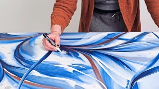 Acrylic Flow Painting 'Whispering Frost' ❄️ Unique Snowflakes & Icy Blues [Tutorial] by Rinske Douna 20,518 views 4 months ago 12 minutes, 29 seconds