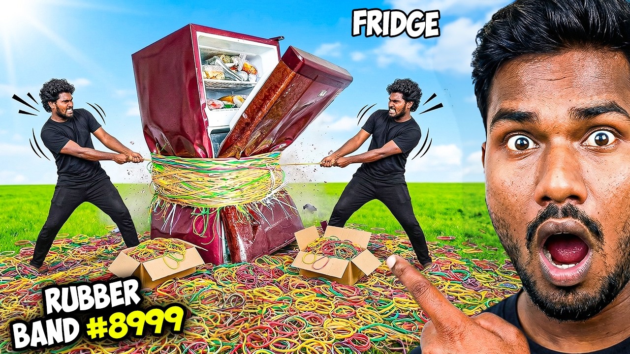 How Many Rubber Bands to CRUSH a FRIDGE?!