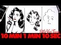 SPEED CHALLENGE: Dita Von Teese in 10 min, 1 min &amp; 10 sec [ART CHALLENGE]