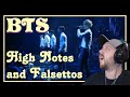 BTS High Notes and Falsettos REACTION | all 4 can do it... ALL 4!?!?!?