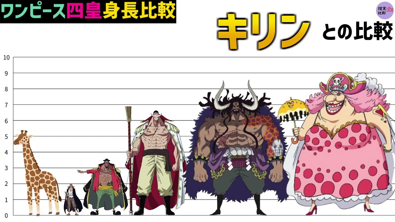 One Piece 四皇の身長を比べてみた 比較 Youtube